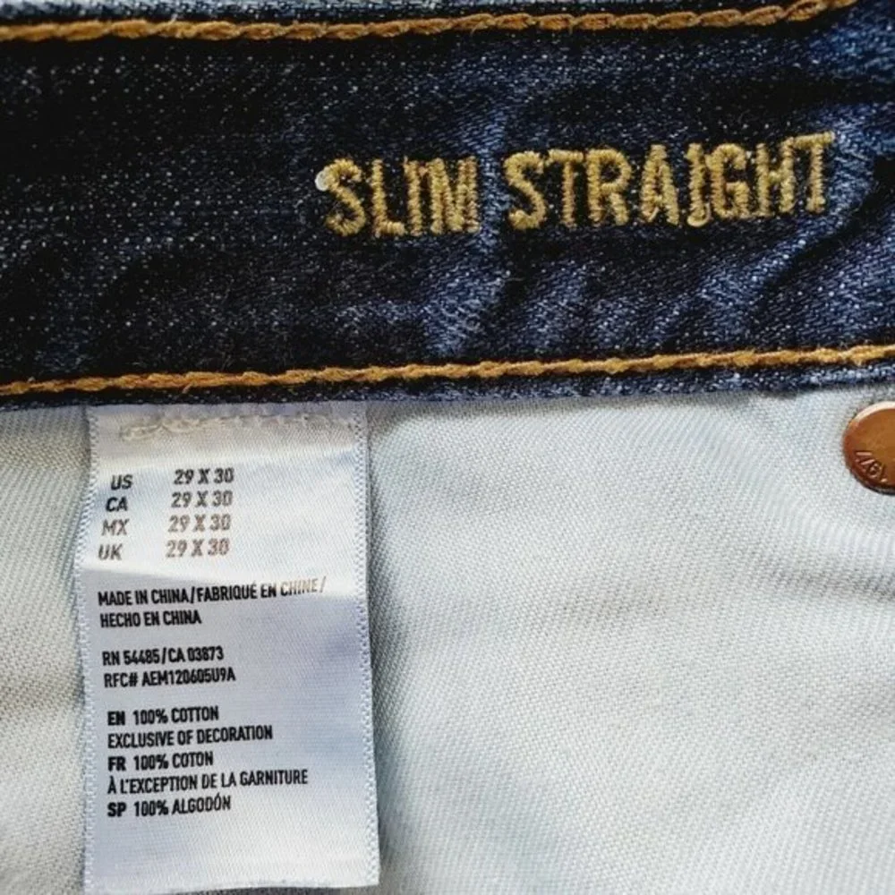 American Eagle Slim Straight Jeans Destroyed Distressed‎ 29 x 30